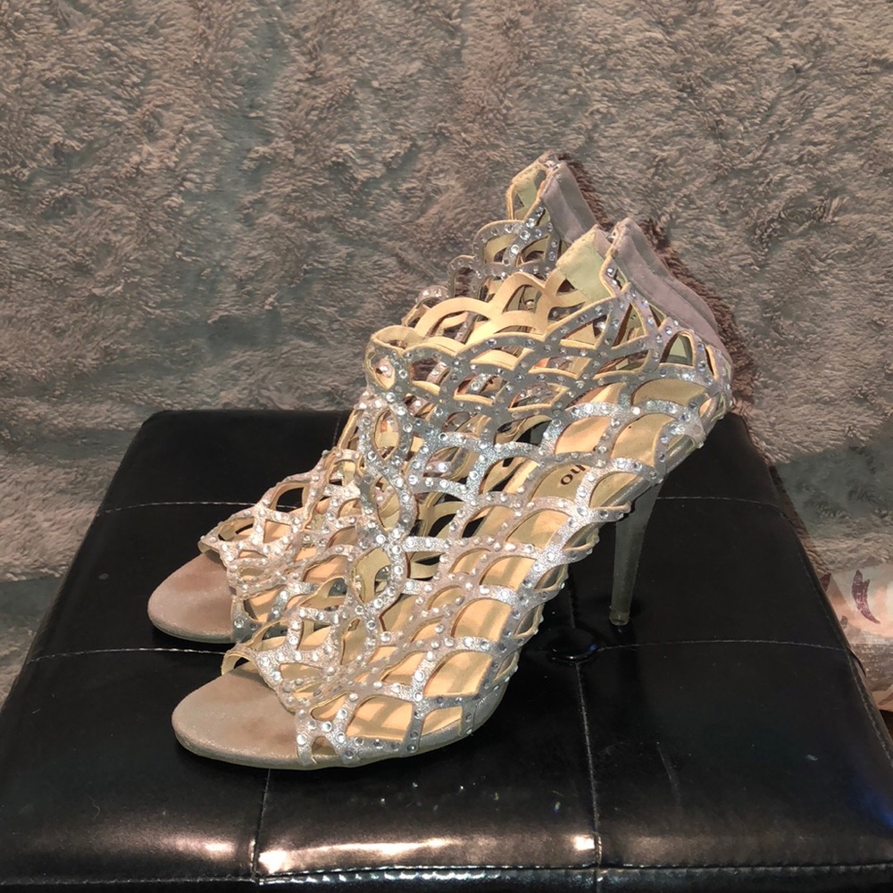 Silver Sparkly Laser Cut Out Heels